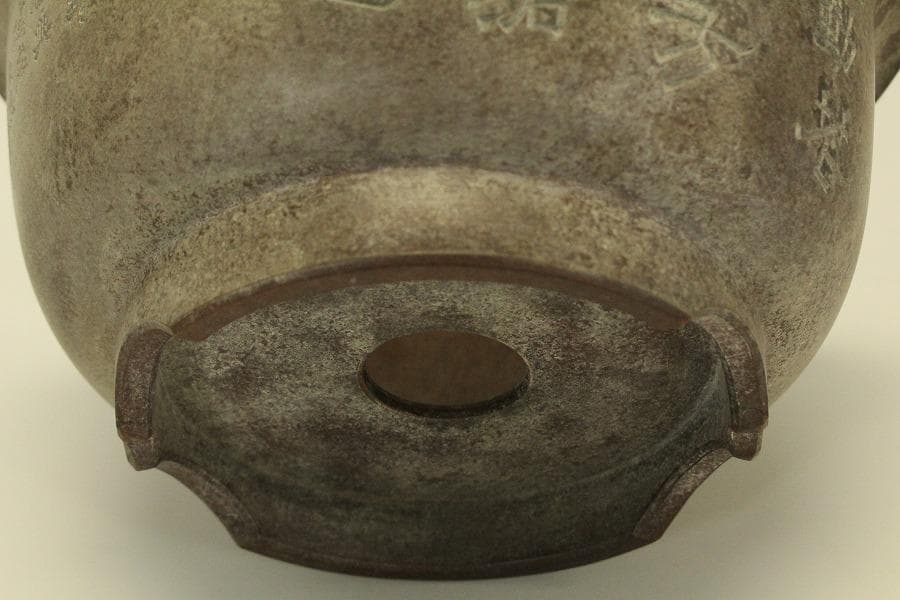 中国美術 朱泥 植木鉢 蘭鉢 園芸(BB451)