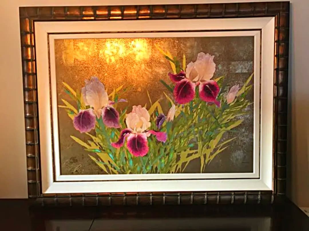 絵画  アイリス  パープル 金箔画 SALE‼️