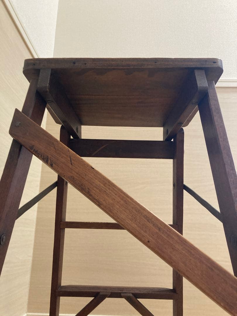 う*ぎ様 【アンティーク】木製折りたたみ式ステップスツール