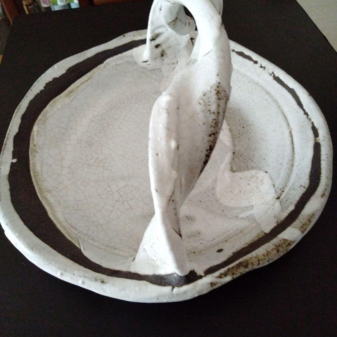 【美品】羊山窯　手付き　菓子器　盛鉢　骨董品　フルーツ盛り皿　置物　アンティーク