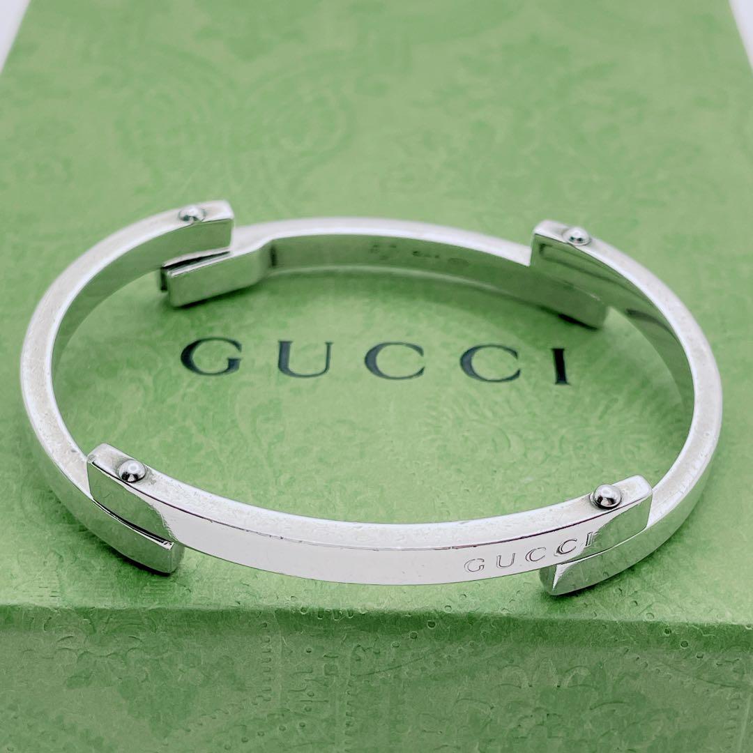 GUCCI バングル　プレート　ブレスレット　シルバー925