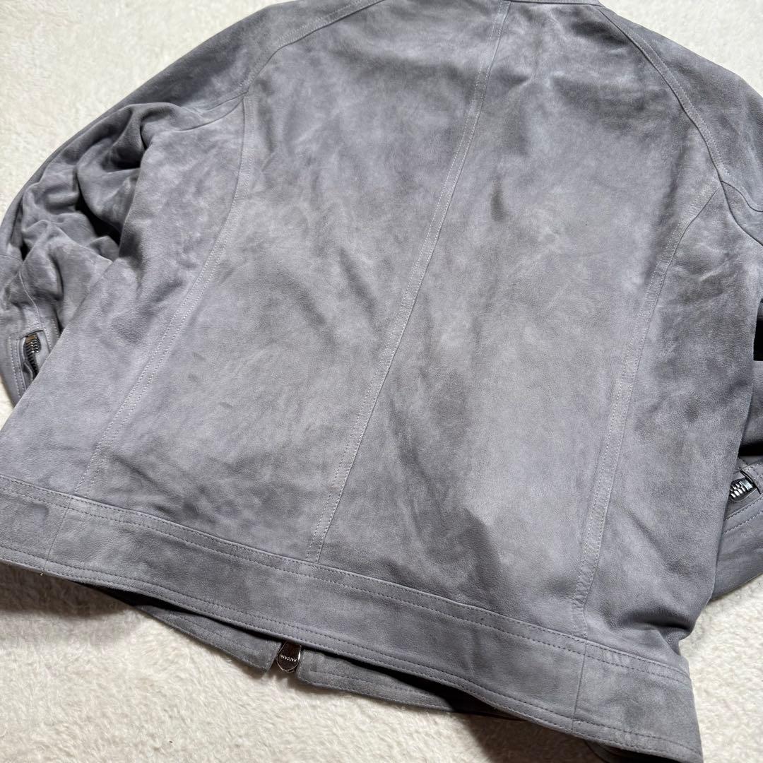 EMMETI エンメティ シングルライダースジャケット 山羊革 グレー XL相当