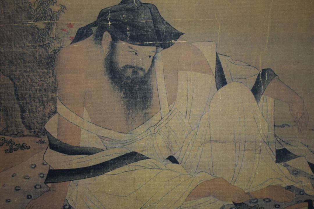 複製/宋人/柳蔭高士図/工芸/布袋屋掛軸HI-127