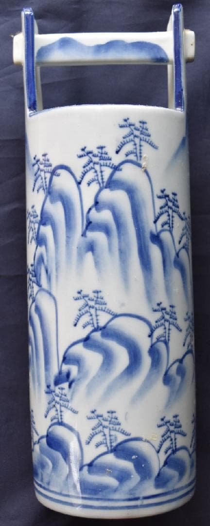 古美術・宝財、時代物、染色山水画、手瓶型花入れ、置物陶芸、手桶、花器
