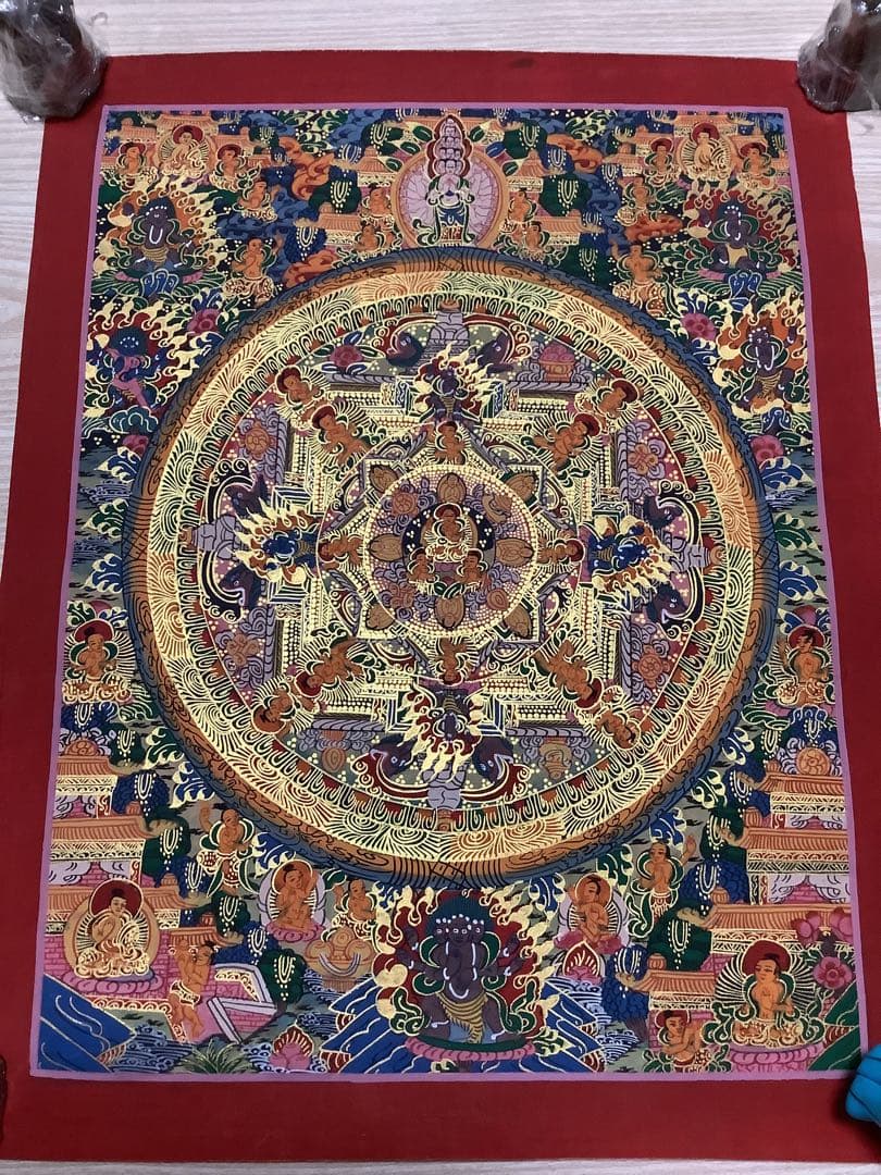 《 チベット密教　新品　1点物 》 手描き　曼荼羅　仏陀　釈迦　仏画　仏教　e9