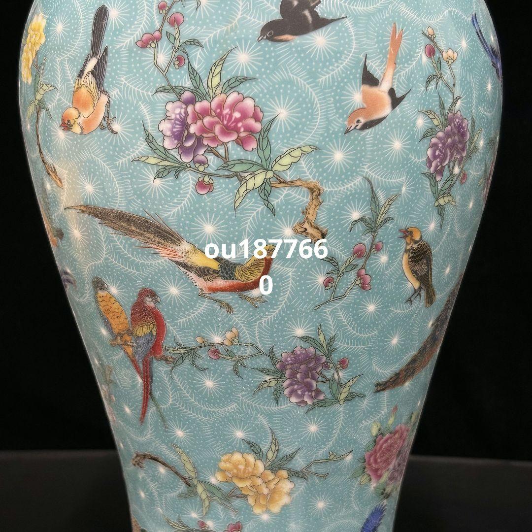百鸟朝凤大花瓶 景徳鎮 陶磁器 装飾品 現代工芸品 美術品 置物