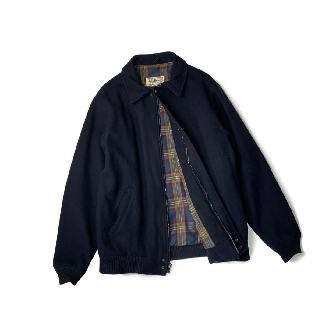80’s L.L.Bean USA製 ウールジャケット 裏地チェック ネイビー