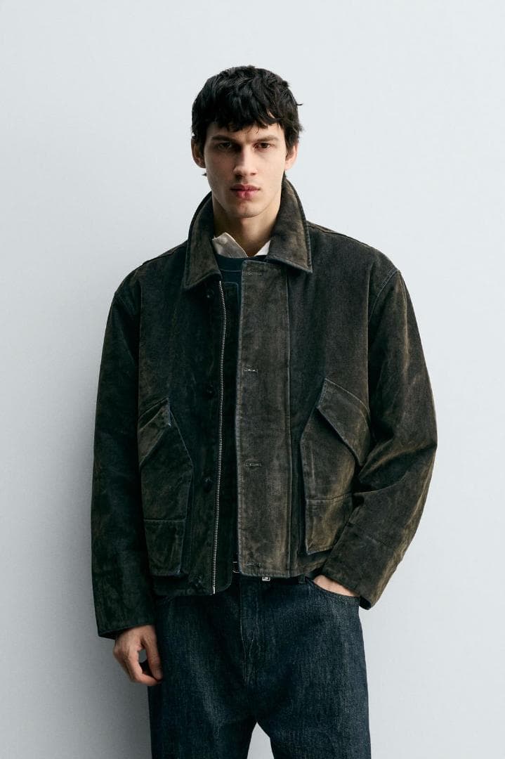 ZARA ザラ ベロアツイルジャケット XL