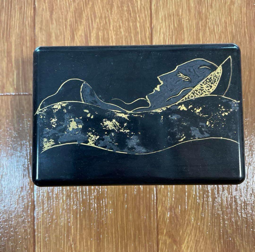 【真作】天野喜孝 直筆 黒漆 文箱 金蒔絵 漆器 原画サイン入り 希少作品