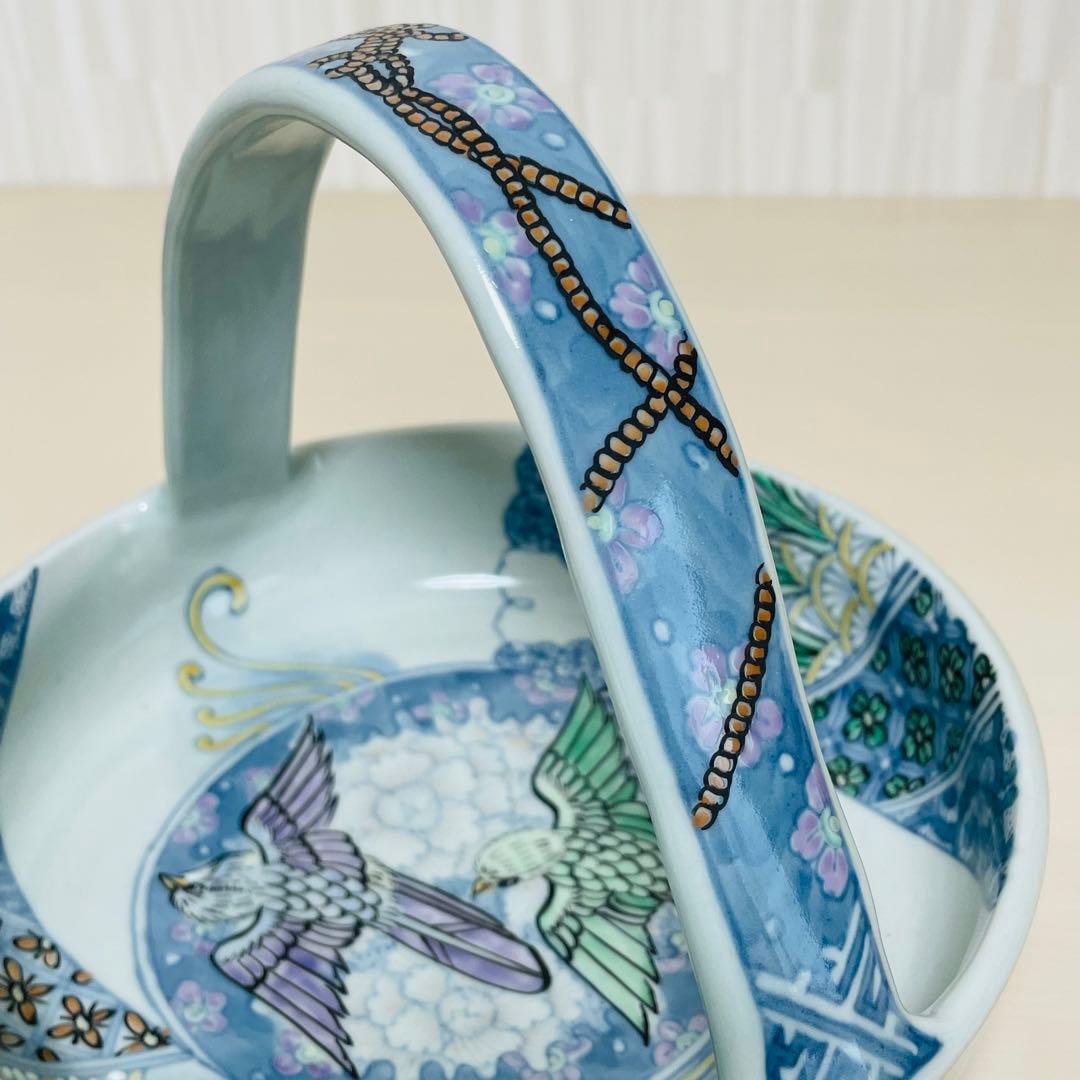 六代 佐藤走波 染錦花鳥文 手鉢 陶器 骨董品 共箱