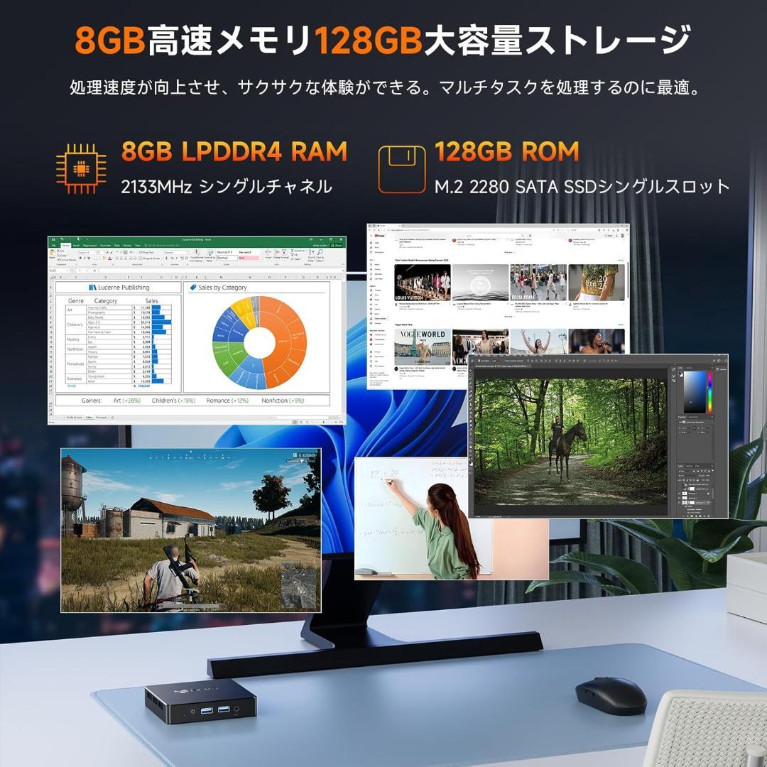 ミニPC 8GB+128GB 動作より安定 Windows 11 Pro