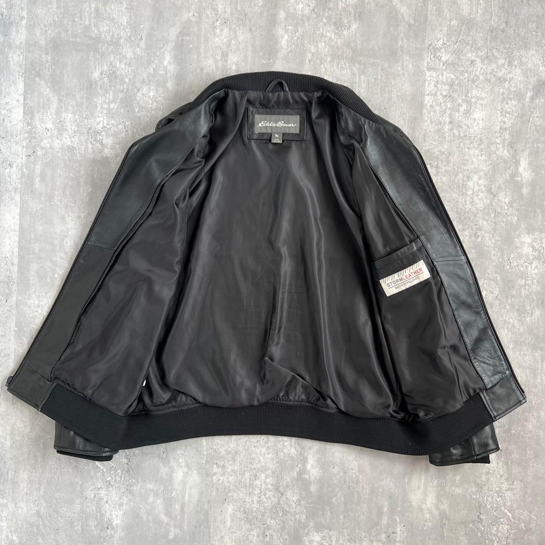 00s　Eddie Bauer　ストームレザー　スタンドカラージャケット　L