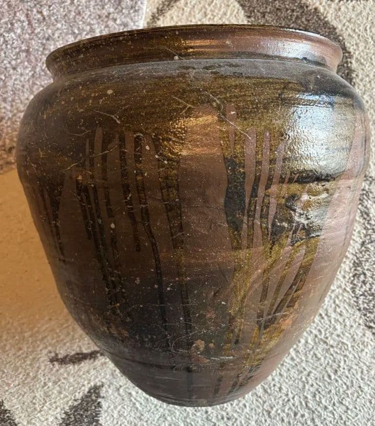 丹波焼　赤土部灰釉甕　大壺 時代物 骨董品アンティーク
