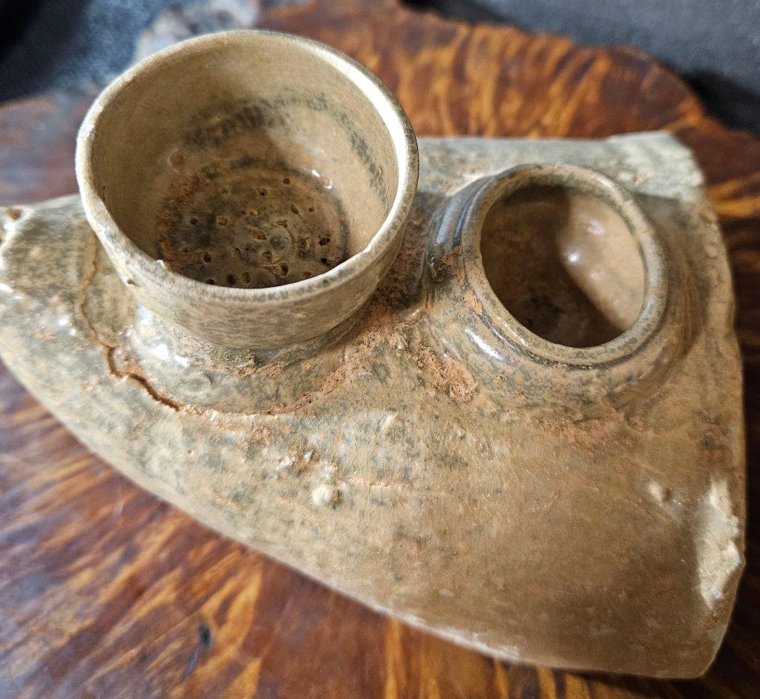 中国古代陶磁器　発掘品　漢時代　舟形 カマド形　オブジェ　花入れ　祭器