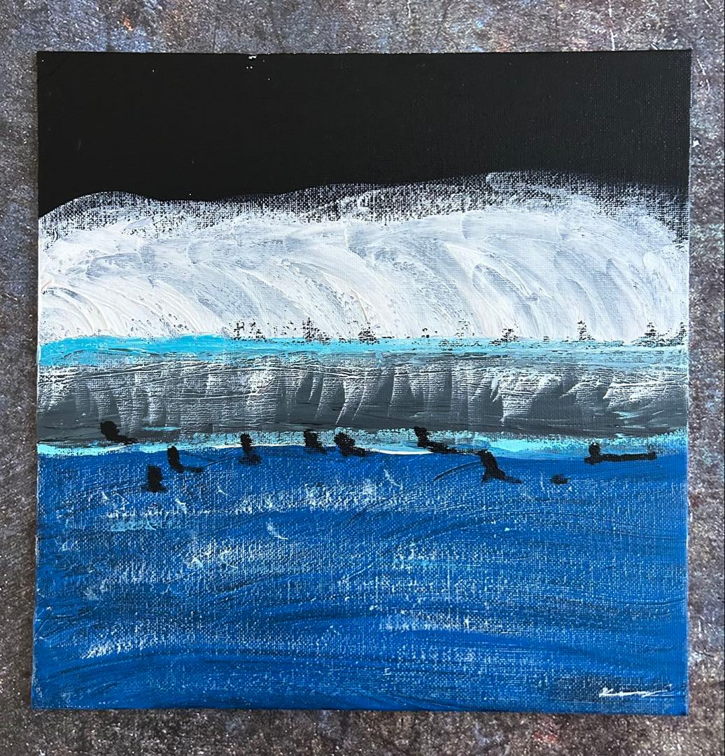 原画/抽象画/モダンアート/現代アート/アクリル画 NIGHT BREAK 海