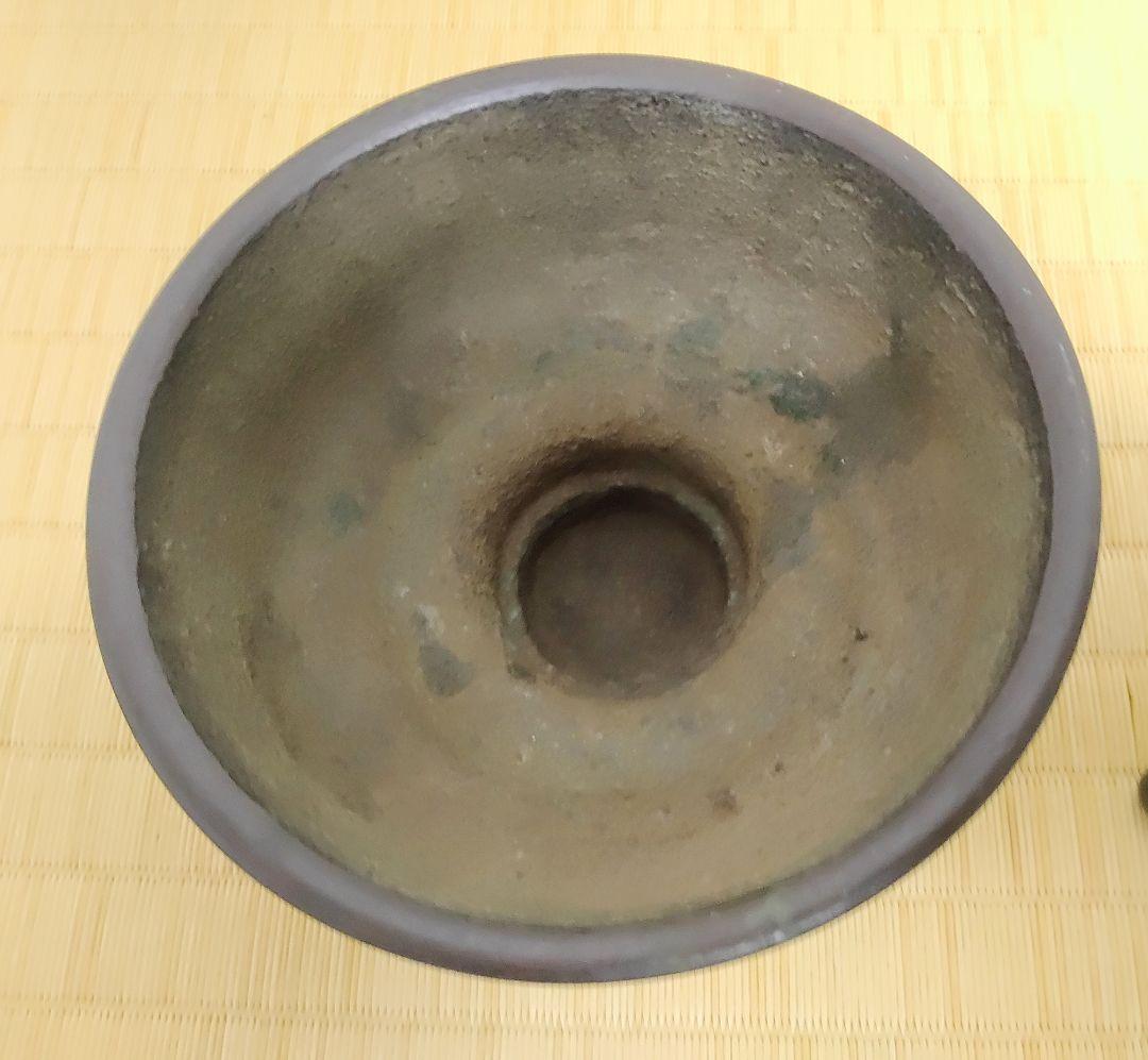 ◇時代金工 冨山銘 三足 薄端 花器 茶道具