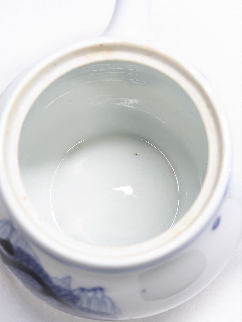三浦竹泉 作 染付 山水文 煎茶器(煎茶碗 五客・急須・湯冷まし)