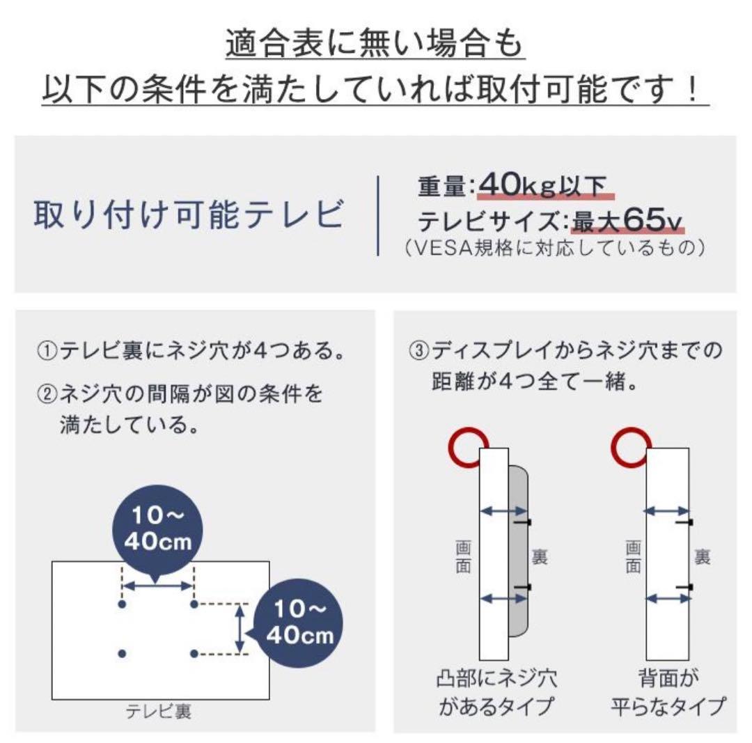 テレビスタンド 壁寄せ ハイタイプ 突っ張り 上下左右 首振り