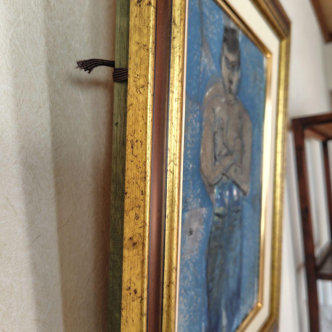 水彩画　須田剋太 原画 作品【 若人 】