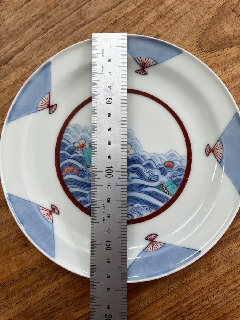 今右衛門　人間国宝　皿　桜　海　扇子