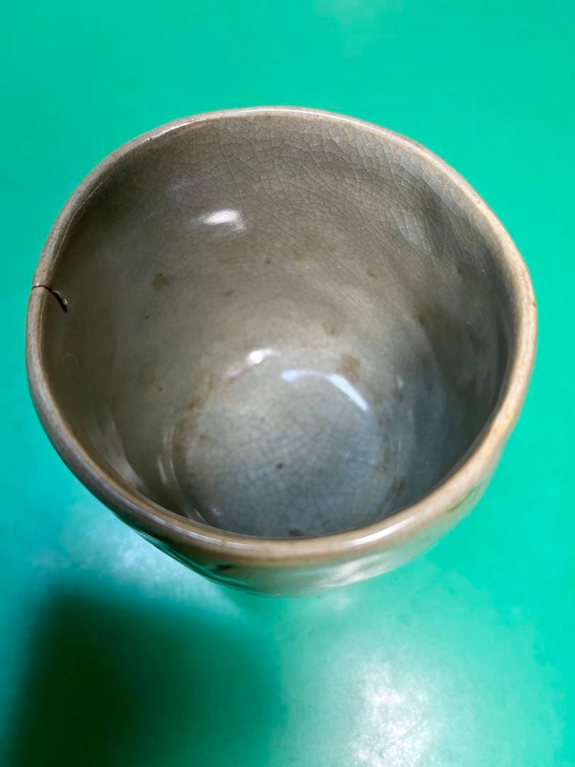 高麗青磁 蓮弁紋筒茶碗１個【茶道具】