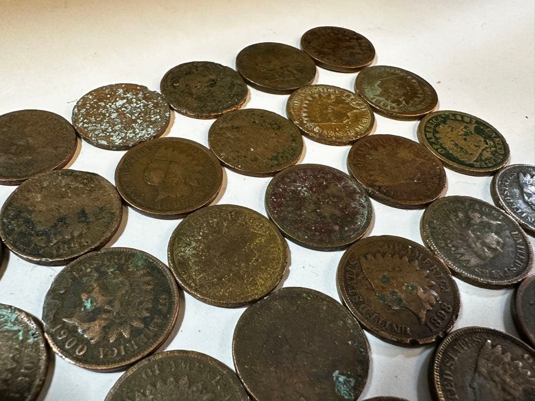 【70枚セット】 アメリカ硬貨 青銅貨 １セント インディアンヘッド ダメージ有