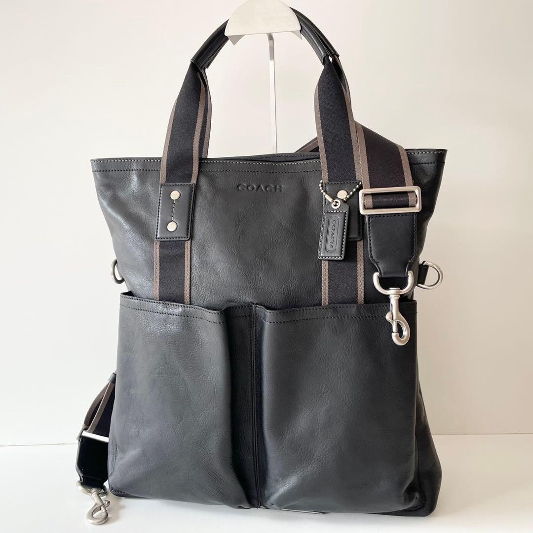 【極美品】COACH メンズ 2wayビジネスバッグ ヘリテージ 黒