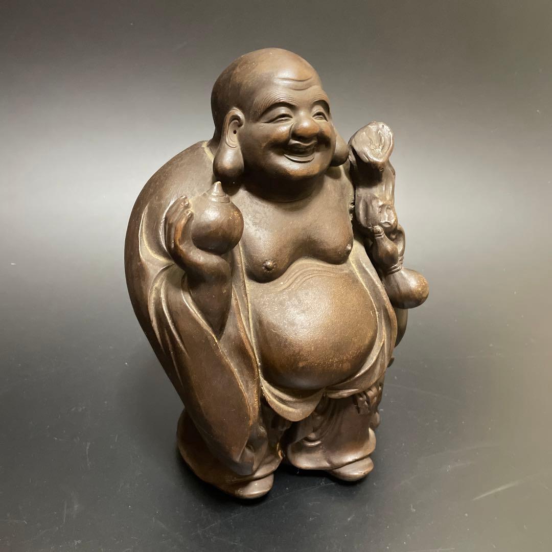 時代物　備前焼　特大　布袋様　友敬作　七福神