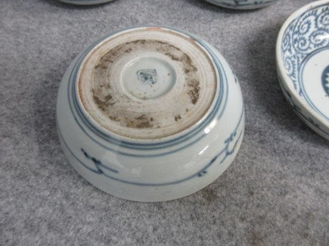 古伊万里染付蛸唐草文くらわんかなます皿5枚 [B26533]