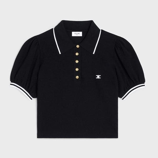 極美品 CELINE 23SS トリオンフ クロップド ポロシャツ コットンピケ