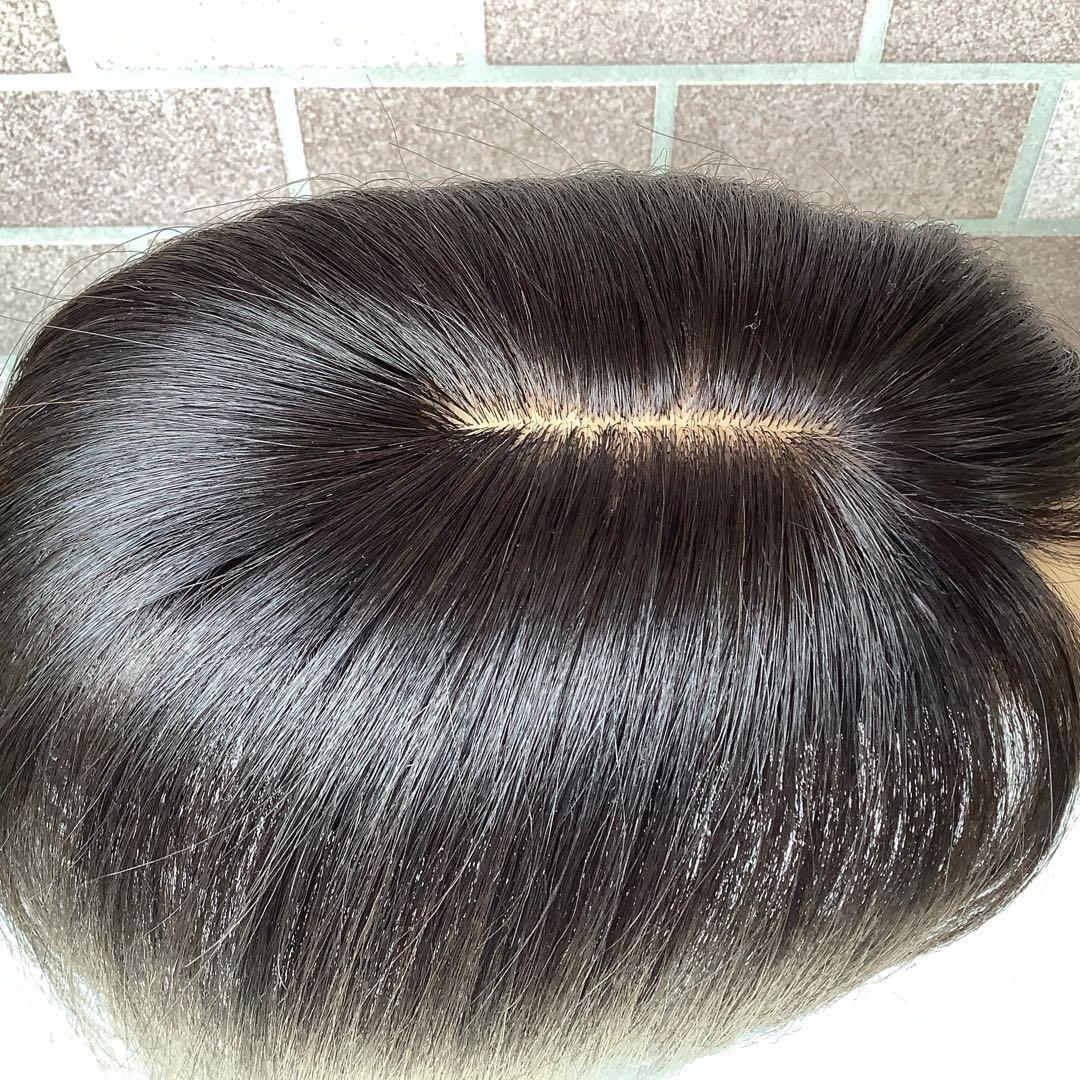人毛100% 総手植 医療用 部分ウィッグ ヘアピース かつら ブラウン 茶 黒
