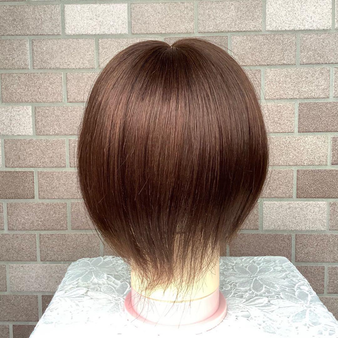 人毛100% 総手植 医療用 部分ウィッグ ヘアピース かつら ブラウン 茶 黒