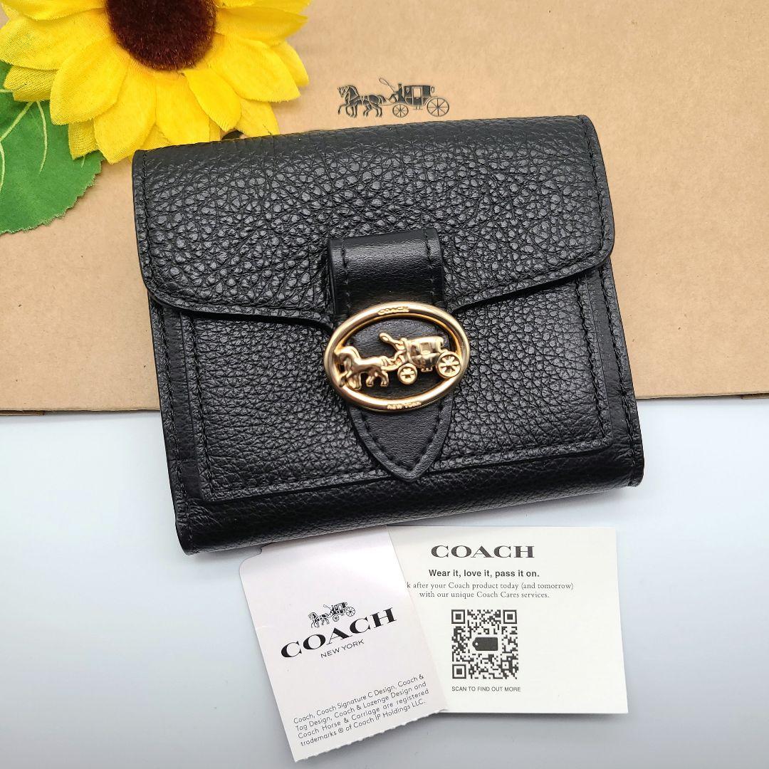 COACH 折り財布 新品 ブラック 小銭入れ お札入れ 黒 レディース