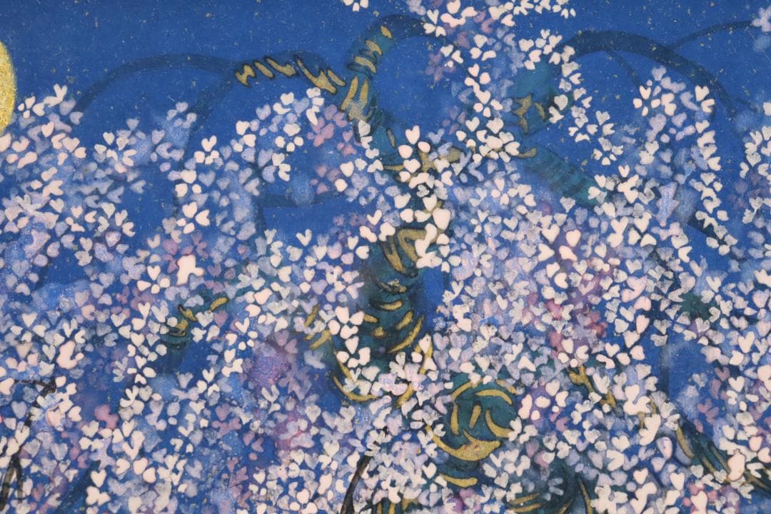 真作保証 平松礼二 「桜月」 日本画3号 共シール タトウ箱付 宵桜 傑作品