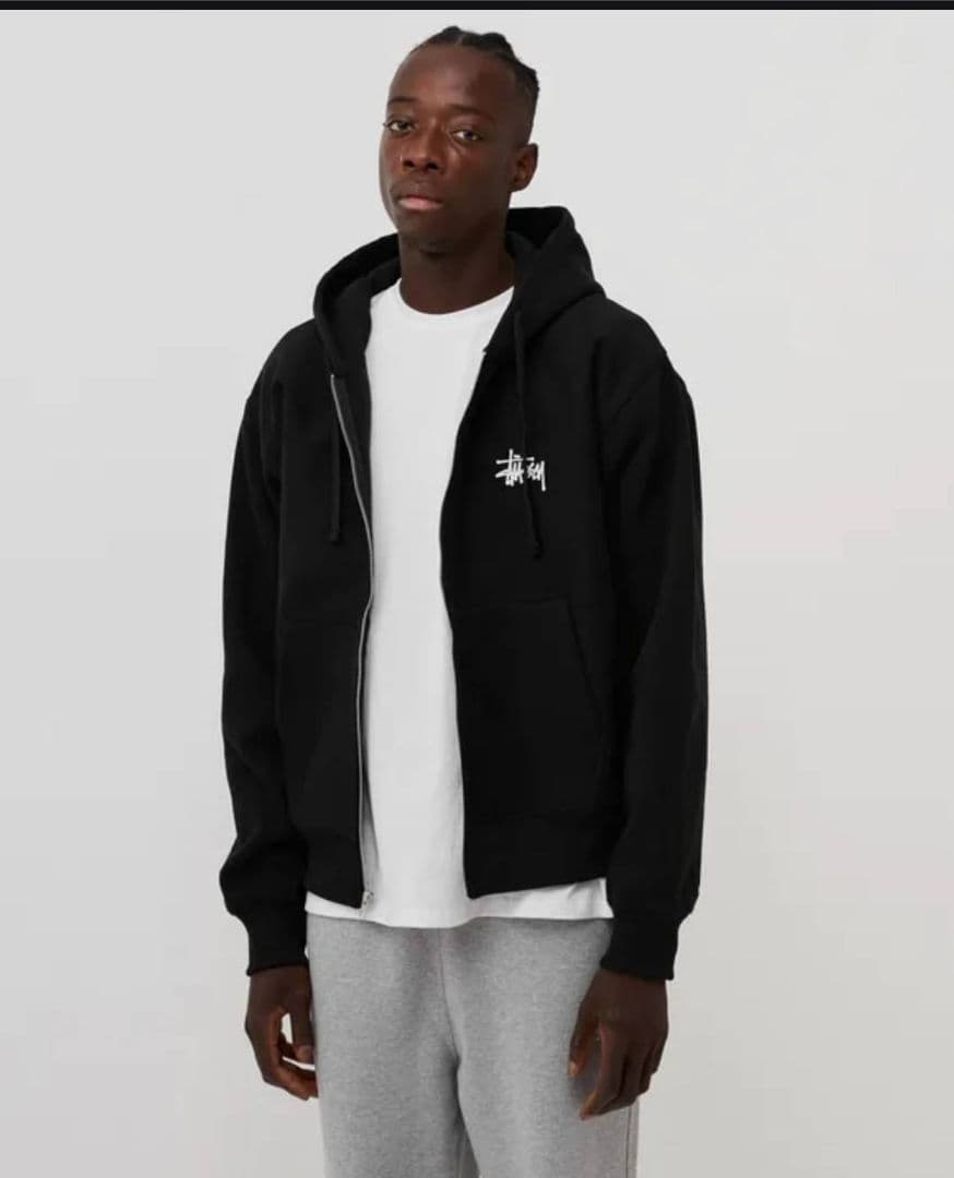 ステューシー BASIC STUSSY ZIP HOODIE♪ジップパーカー M