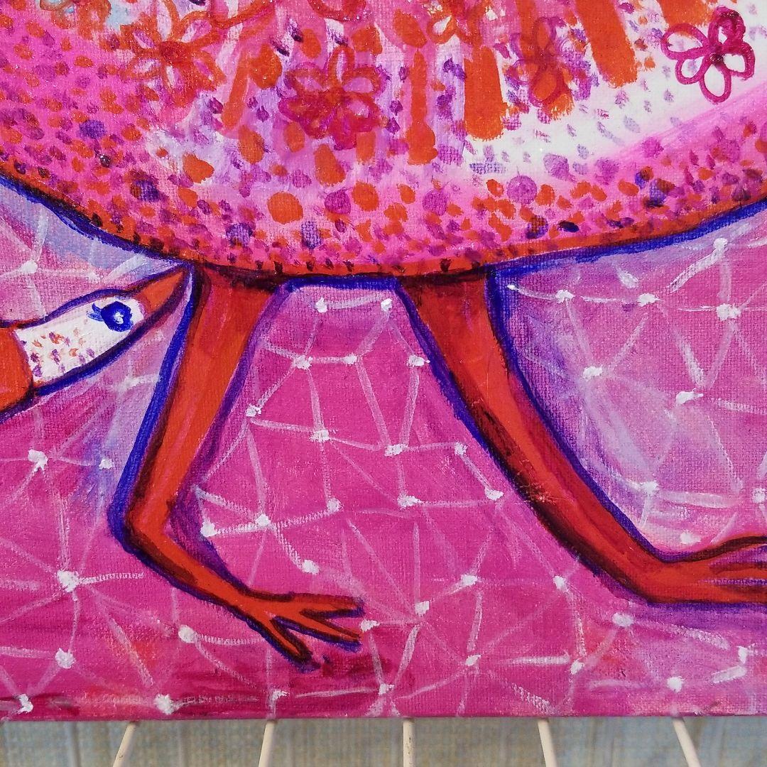 油絵　専用　お花の模様がある鳥の親子