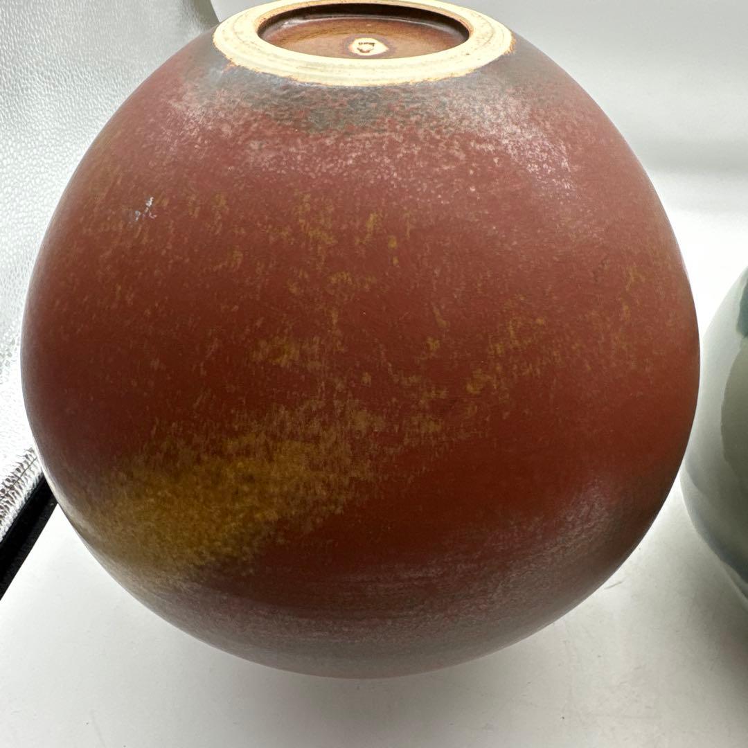 2点山模様の大きな陶器花瓶橘吉古董品