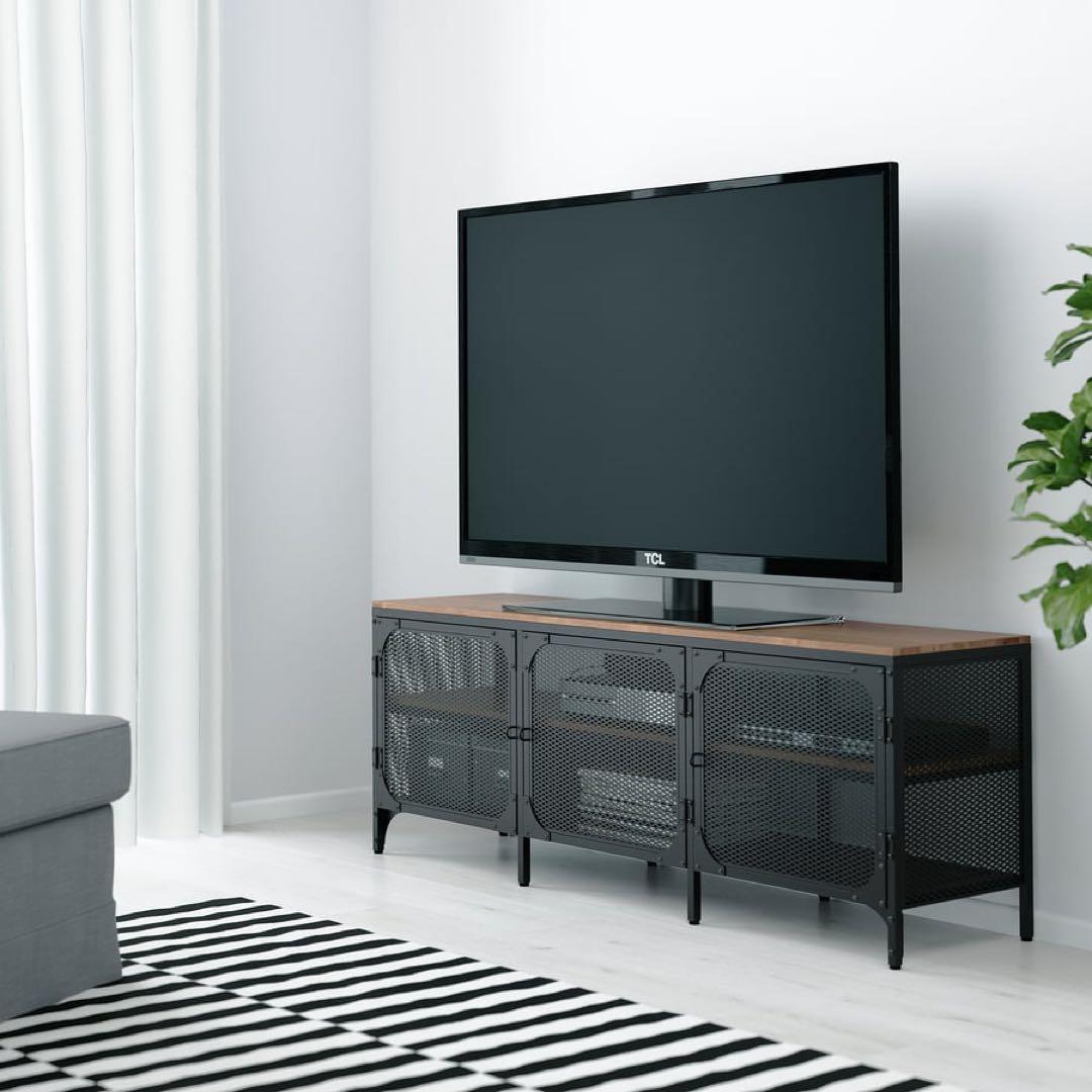 イケヤ　フィエルボ　IKEA メッシュパネルデザイン テレビ台　ブラック