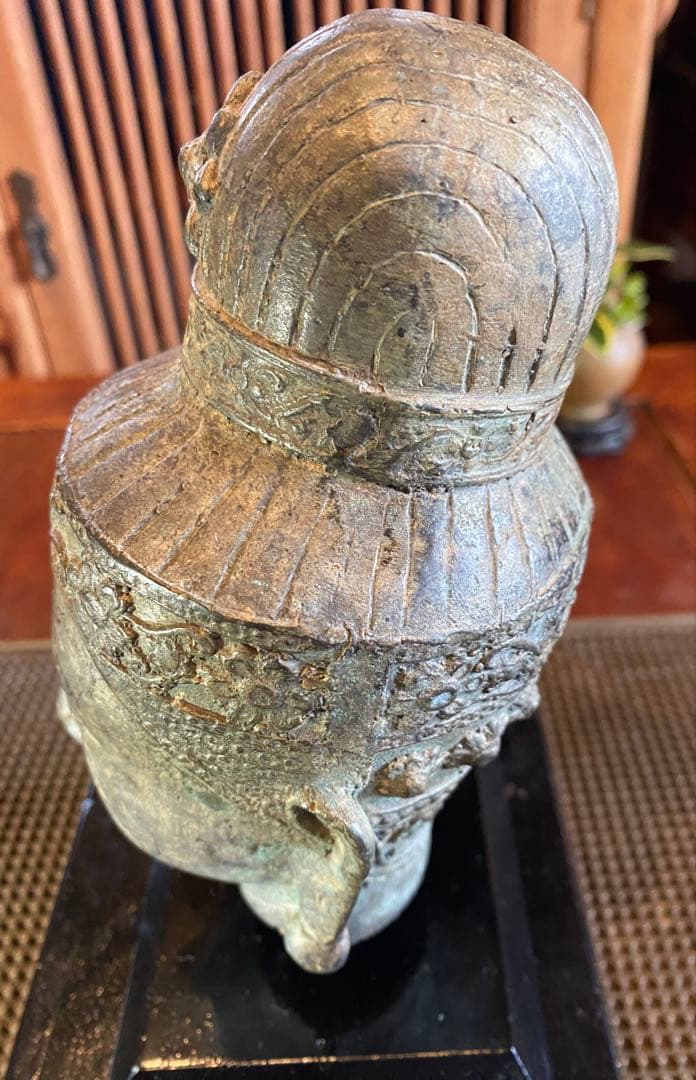 1７世紀　古代タイ国　アユタヤ様式　青銅製 観音頭部　鑑賞台付ヴィンテージレア
