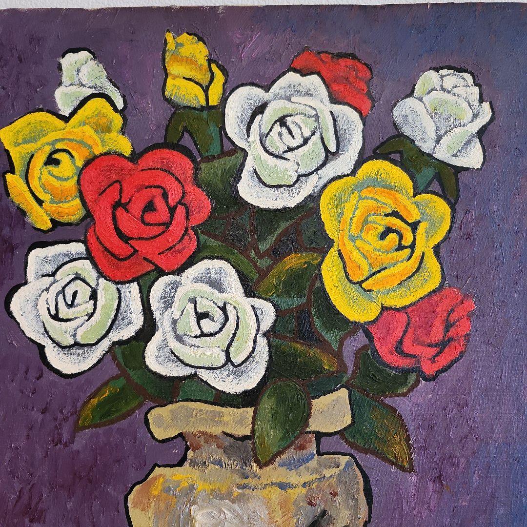 田渕眞兒　油絵　油彩　薔薇シリーズ　花　No.9