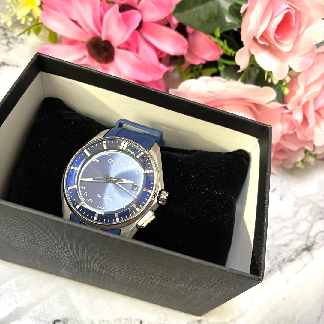 【美品】シチズン 腕時計 Bluetooth ソーラー W410 ネイビー
