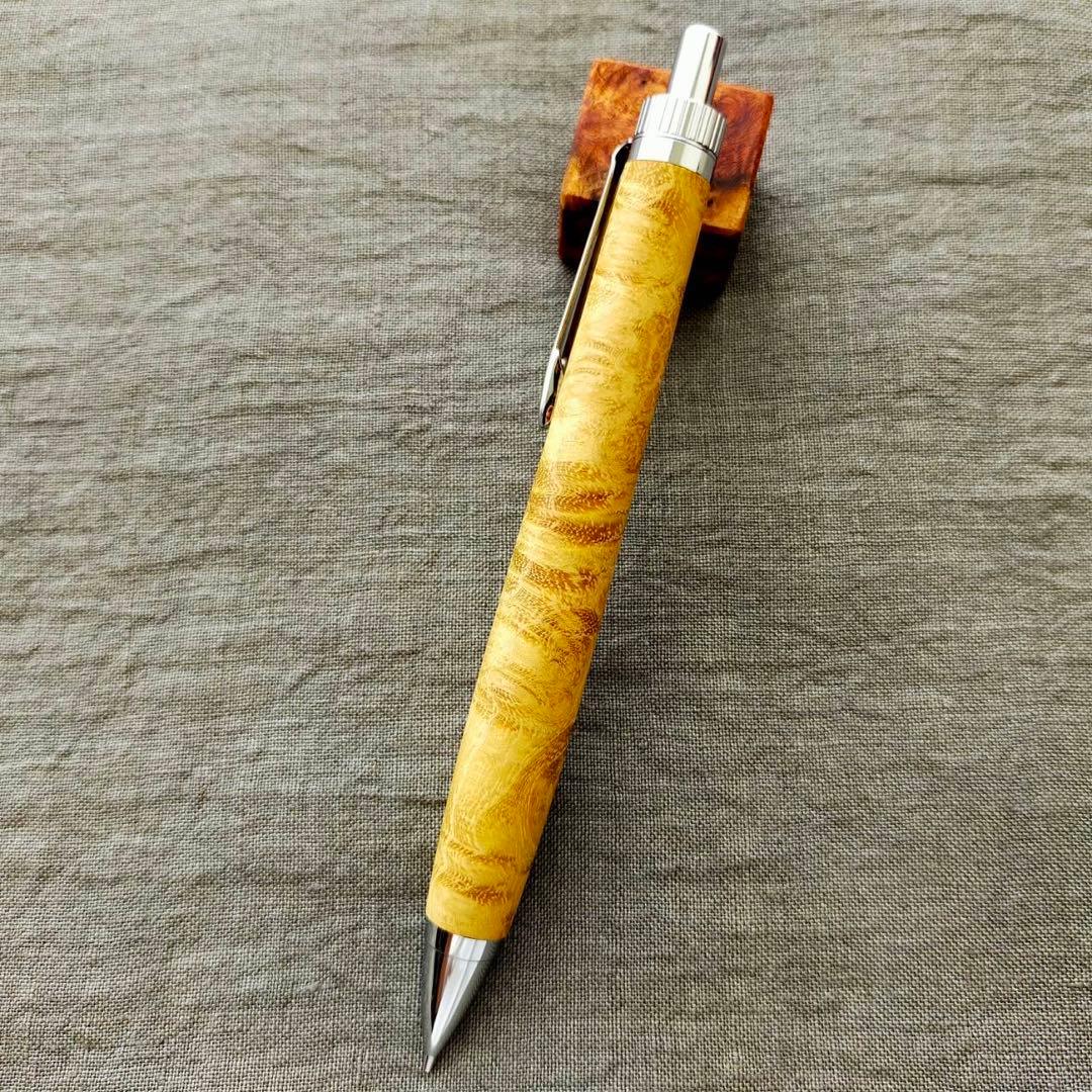 アカシア瘤　ハンドメイド　木軸シャープペン　0.5mm　天然木　シルバー
