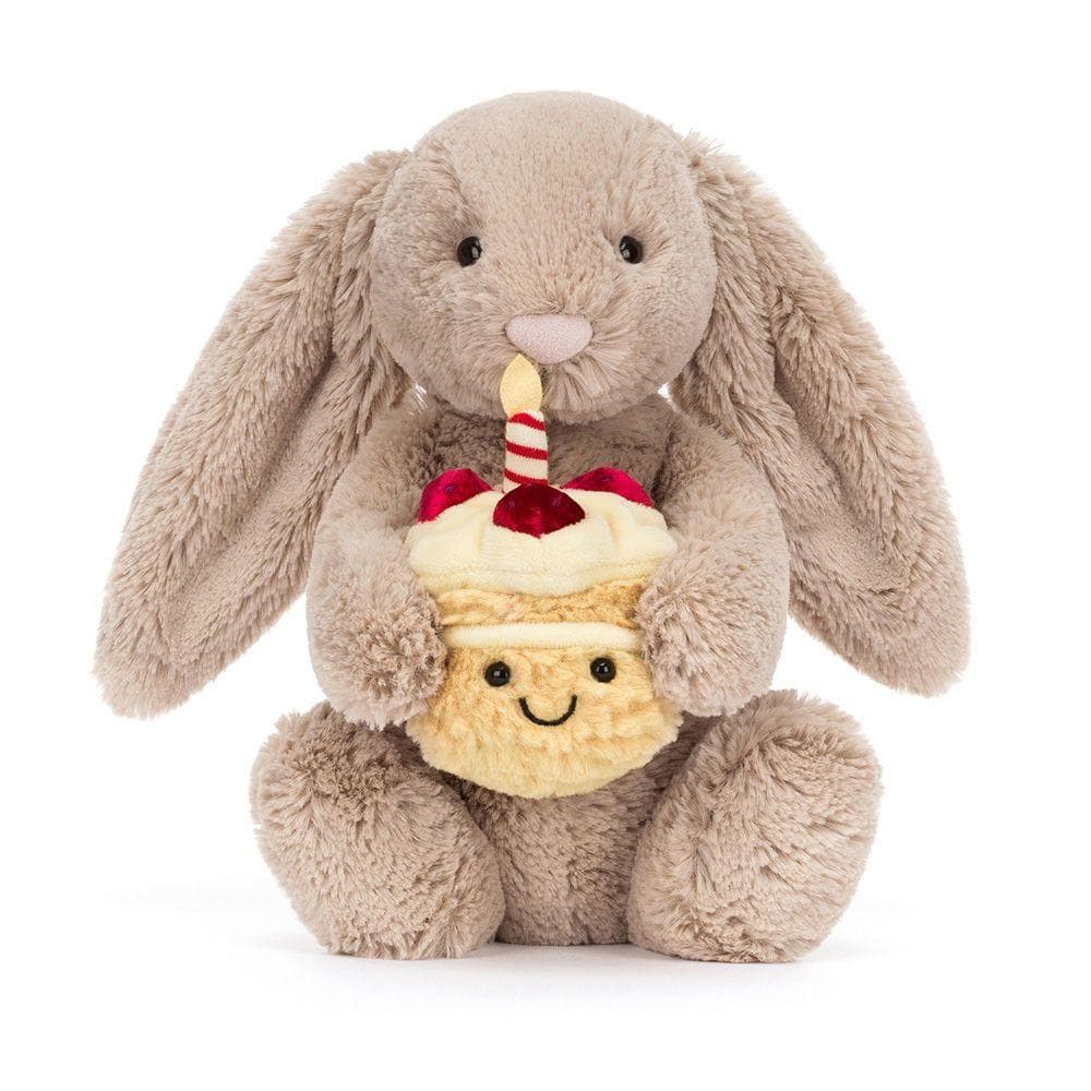 新品　ジェリーキャット　バシュフルバニーベージュ　誕生日ケーキ　ぬいぐるみ　袋付