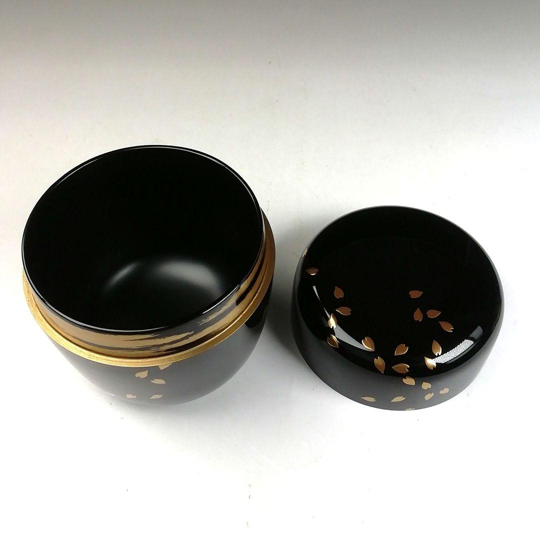 Ｔ８３４　棗　『花吹雪蒔絵』『中棗』『竹内幸斎 作』　共箱　茶道具