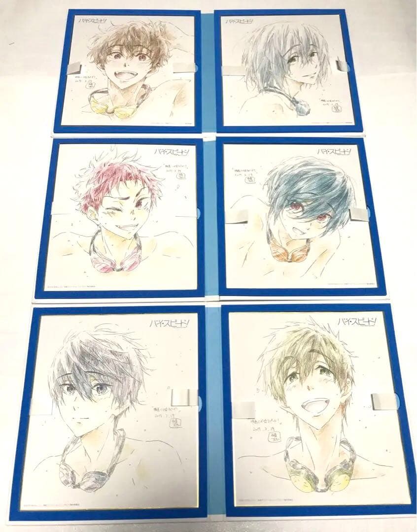 ◎美品◎七瀬遙 橘真琴 桐嶋郁弥 椎名旭【複製原画色紙アルバム】ハイ☆スピード！