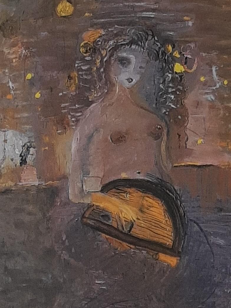 織田廣喜、「天の川」、希少画集の額装画、人気作品