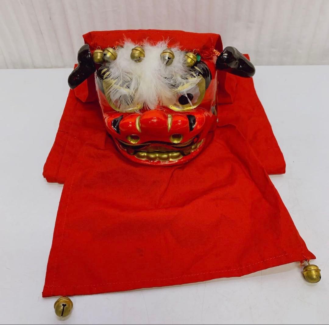 希少 手獅子 日本舞踊 小道具 獅子舞 赤獅子 舞手獅子 獅子頭 縁起物 魔除け