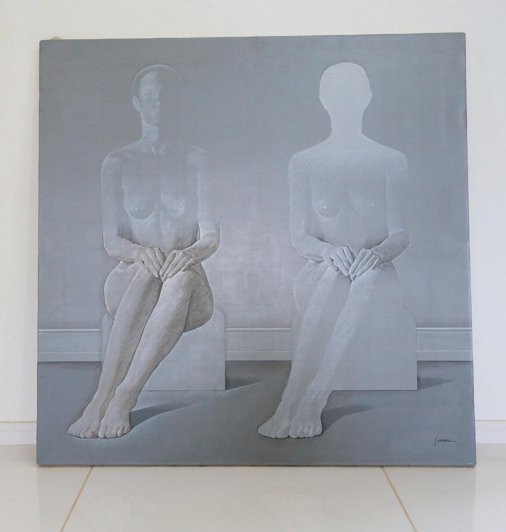 白川治モダンな具象絵画３点セット肉筆画・真筆保証・現代アートアクリル絵画作品
