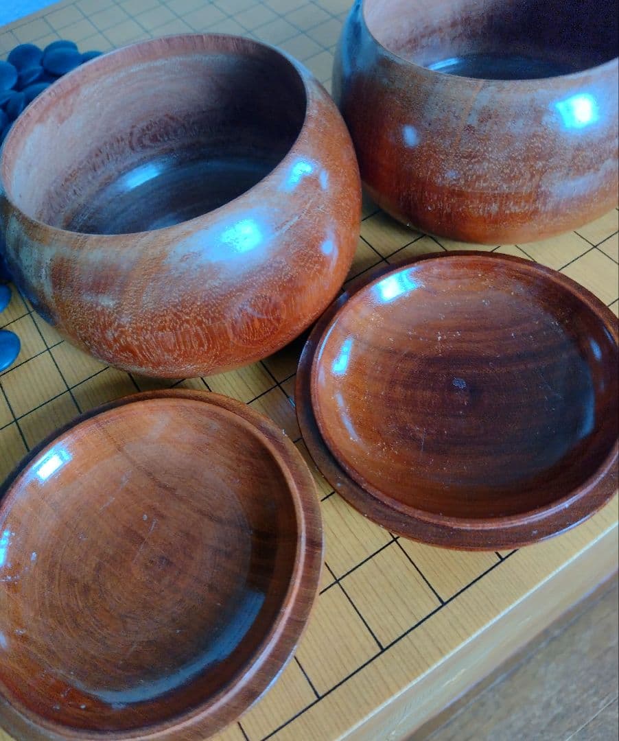 蛤碁石、碁笥セット白石 180個 黒石181個