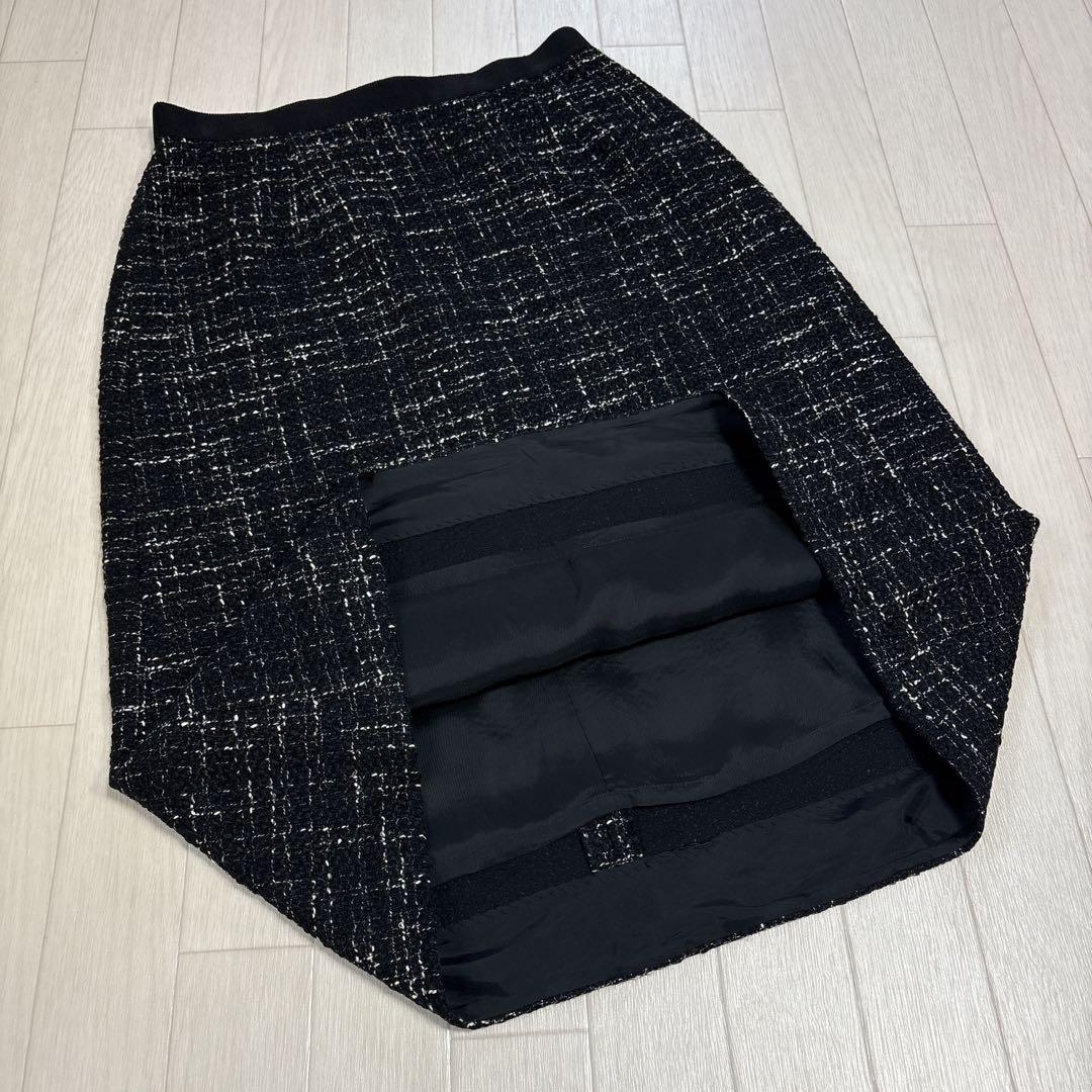 極美品 ANAYI アナイ スラブツイードタイト スカート ブラック系 36